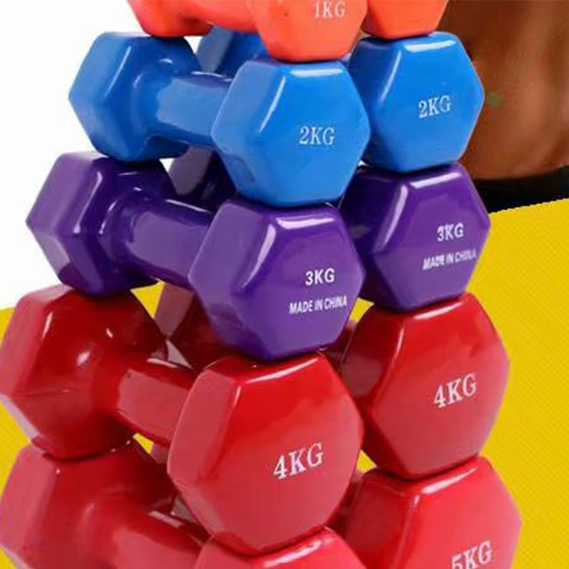 Free Shipping Frosted Plastic-Coated Dumbbells for Women, Home Use, Aerobics, Yoga, Slimming Arms, Round Head, Small Size, Men's Fitness, Fat Reduction
