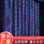 跨境亚马逊LED铜线灯窗帘灯串USB遥控3*3带挂钩圣诞婚庆卧室装饰