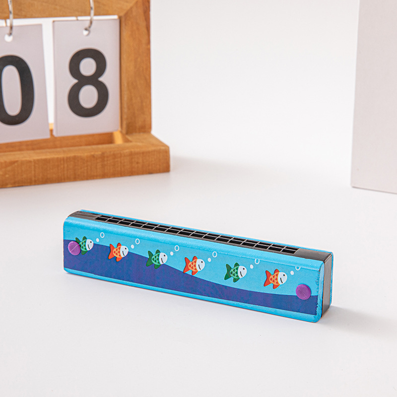 Armonica de madera de dibujos animados regalo de música para niños armónica de 16 hoyos estudiantes de primaria interés principiante tocando instrumento musical