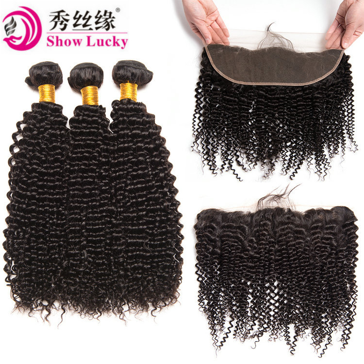 10a Virgin Brazilian Kinky Curly Human Hair With 13*4Frontal