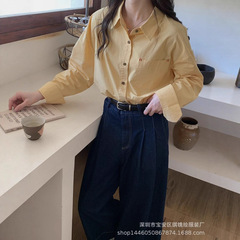 琪镌绘制秋季新款气质简约衬衫女长袖宽松设计感=慵懒上衣女93359