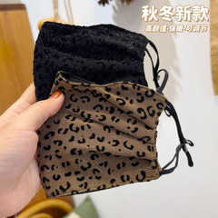 2025加厚豹纹口罩女秋冬季时尚防风防寒防尘骑行保暖透气面罩