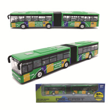 合金小公共汽车加长版 迷你双节巴士回力车 公交玩具车模型