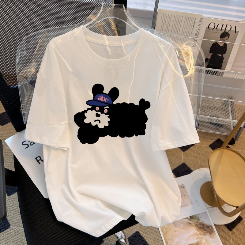 200克纯棉短袖T恤女夏季新款圆领夏装宽松大码女装中长款日韩