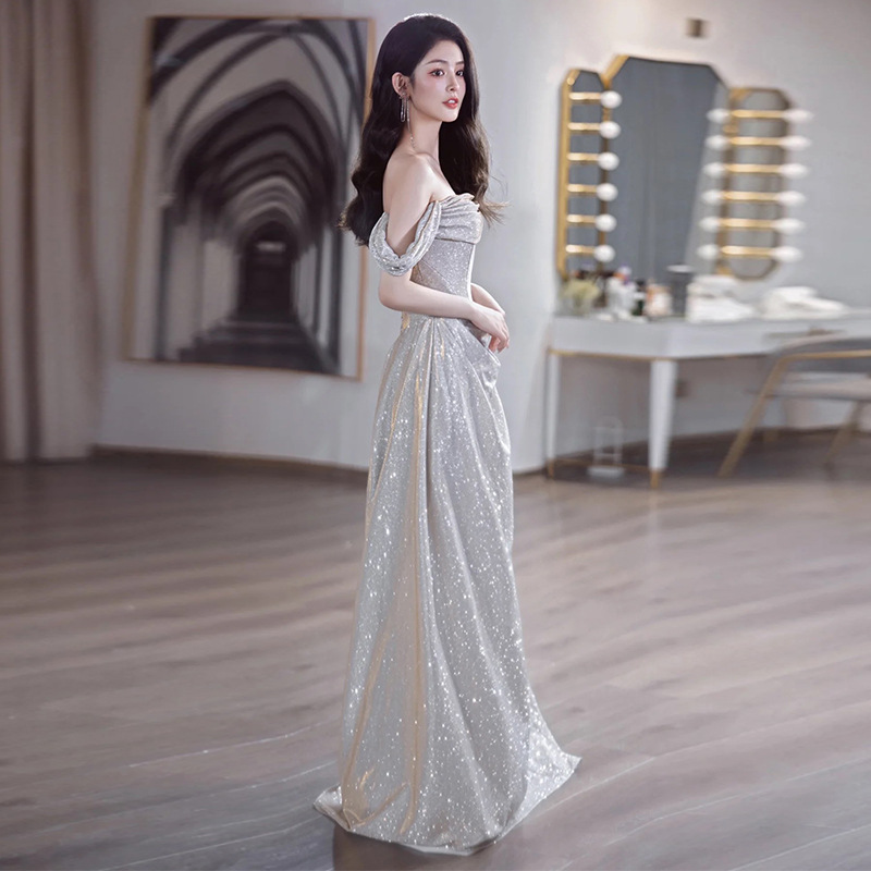 Elegant Off The Shoulder Evening Gown High-End Banquet Dress Style Super Fairy Like Luxurious Fishtail Toast Dress For Women_ecoleips.com