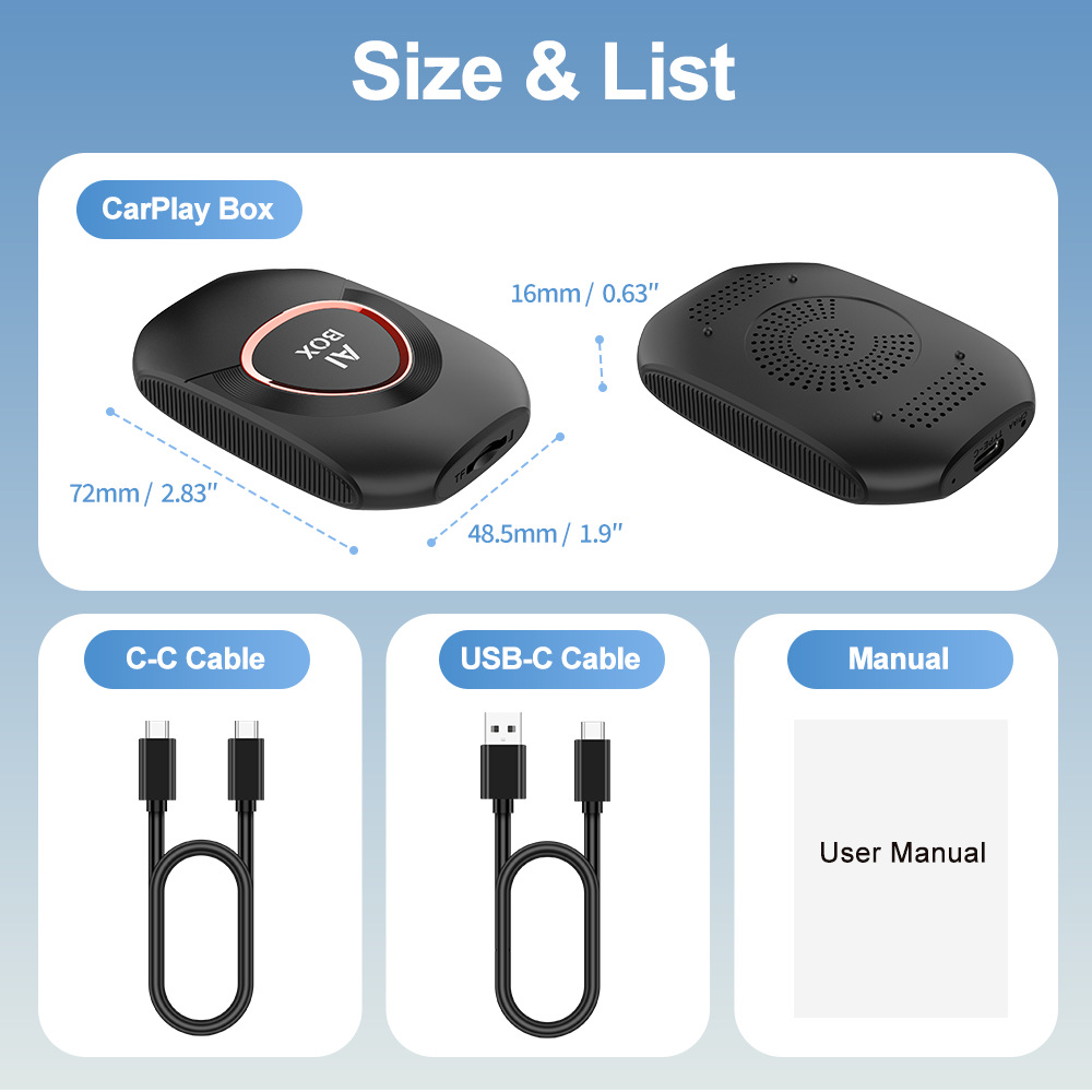 Cross-Border Carplay Box Wired to Wireless Apple Android Auto Connectivity Smart 2+16Gb