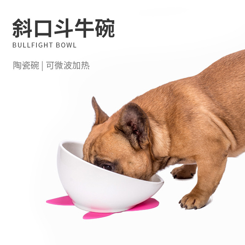 Домашнее животное керамика Bull Bucket Bowl Plat Face краткое собака общий Горшки скольжение подбитый кормление Устройство чаша штук поколения волосы