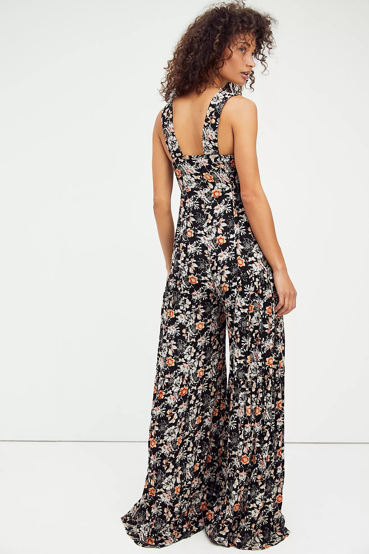 suspender tube top wide-leg floral jumpsuit NSMDF126485