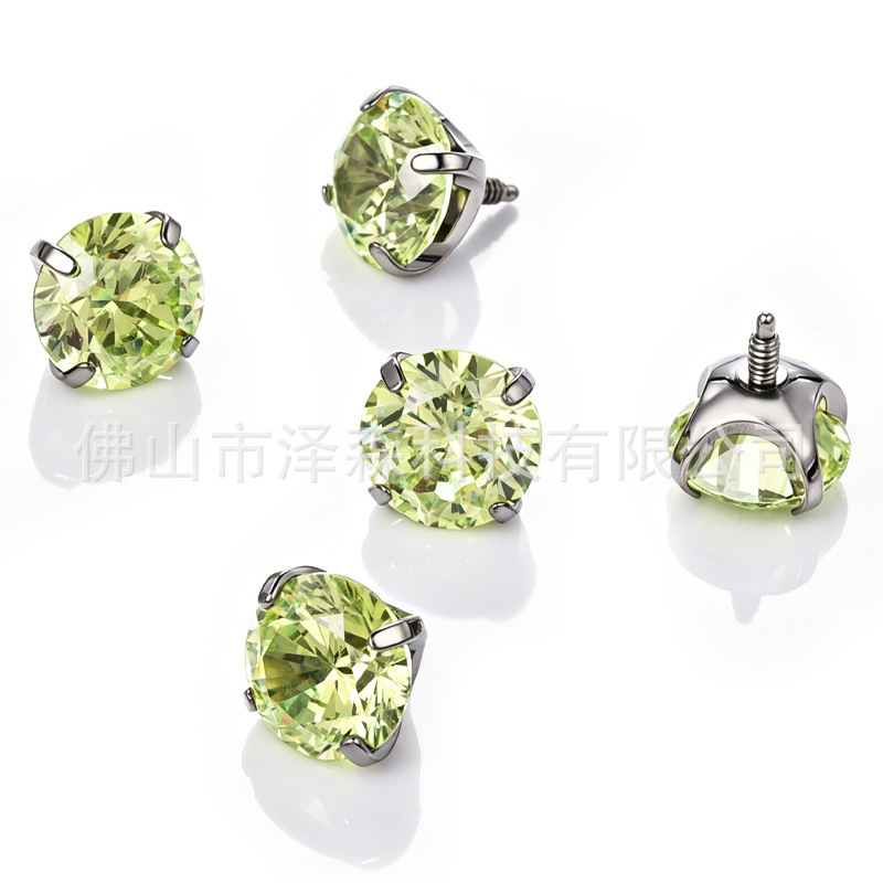 F136 Titanium Alloy Ear Stud with Long Prongs, 5A Claw Zirconia, Bowl Base Claw Setting Ear Bone Stud, Body Piercing Jewelry detail image 7
