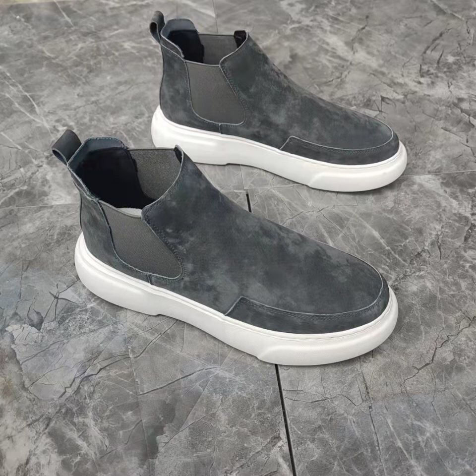 Drop shipping high-top shoes for men, trendy shoes, thick-soled casual sneakers, versatile slip-on shoes for young men_voghion.com