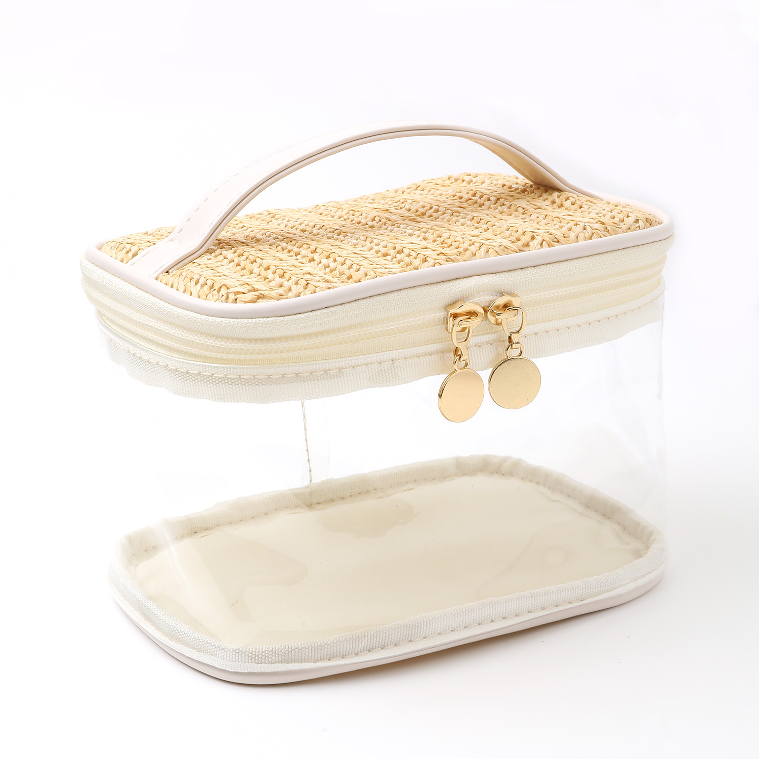 Small Chic Style Large Capacity PVC Straw Travel Toiletry Portable Cosmetic Storage Bag, Fresh And Elegant_voghion.com