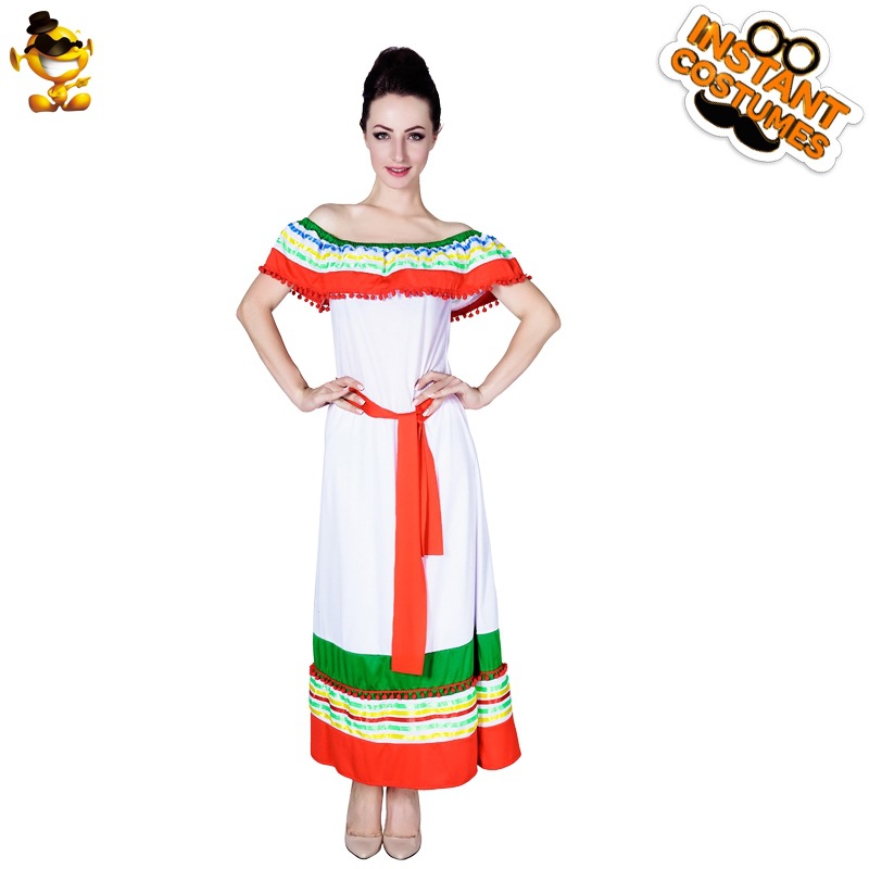 Halloween de las mujeres adultas vestido étnico mexicano traje mascarada Cosplay ropa del funcionamiento la etapa