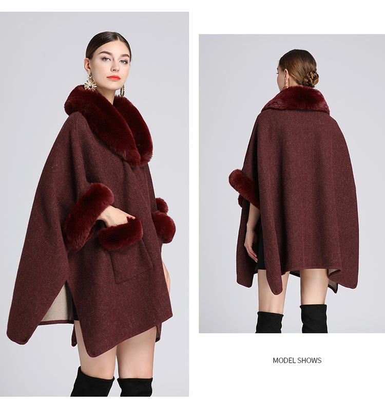 Mantella con colletto in lana, grande, ampia, in lana, cardigan donna_voghion.com