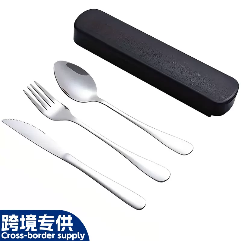 跨境专供不锈钢刀叉勺子便携餐具套装旅行户外露营烛光晚餐刀叉勺