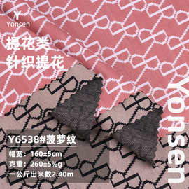 菠萝纹提花针织面料 色织提花时尚上衣裤装套装时装抱枕服装布料