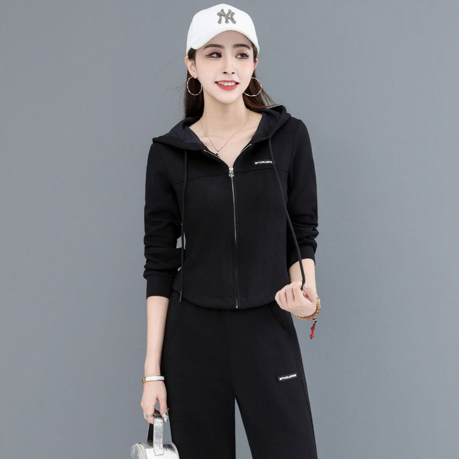 Fashionable Spring Two-Piece Set with a High-End Feel, 2026 New Style Sports Hooded Sweatshirt Cardigan, Spring Outfit for Women