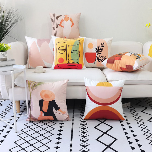 New Nordic Geometric Abstract Print Simple Bed Headboard Sofa Car Cushion Cover Without Insert