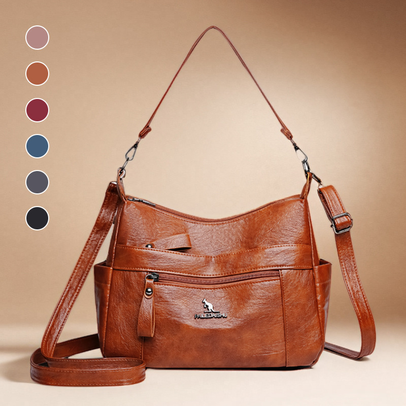 Women's Single Shoulder Bag Retro Crossbody Bag Women's Versatile Kangaroo Underarm Bag High-End Multi-Layer Large Capacity Mother Bag