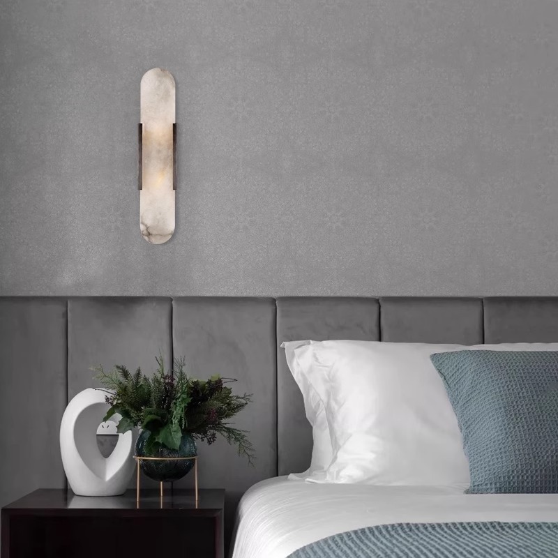 Lámpara de pared de mármol natural española simple y moderna, lámpara Zhongshan, lámpara de diseño para sala de estar, pasillo, dormitorio, lámpara de noche
