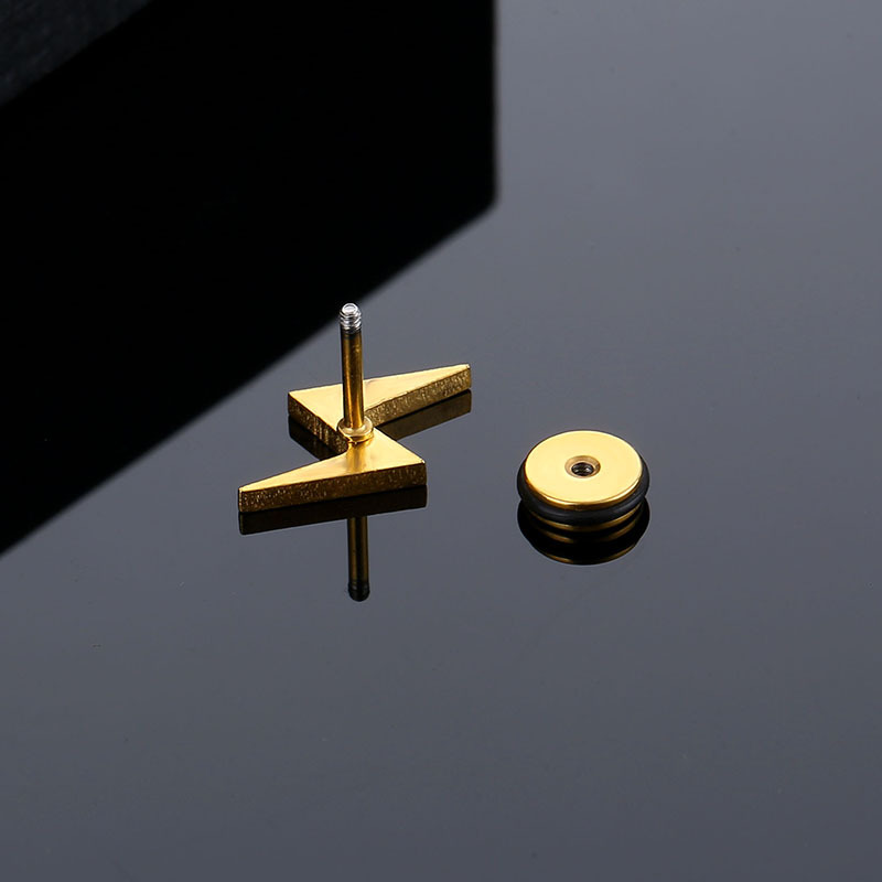 1 Pair Fashion Lightning Stainless Steel Plating Unisex Ear Studs