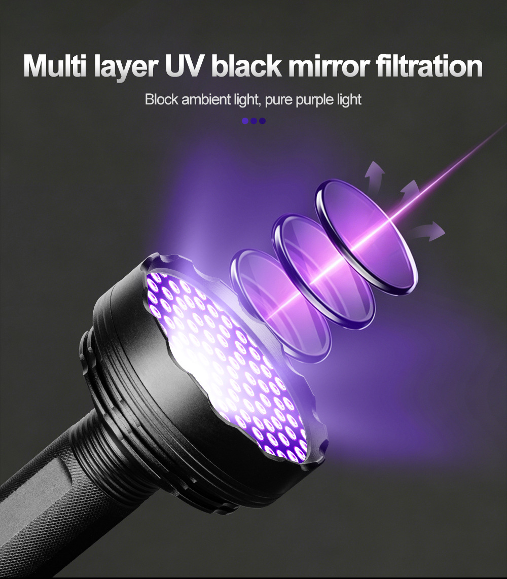 Cross-Border Uv Purple Light Flashlight Factory Wholesale Counterfeit Money Detector Fluorescent Mask Detection Lamp Pet Urine Stain Ultraviolet Lamp