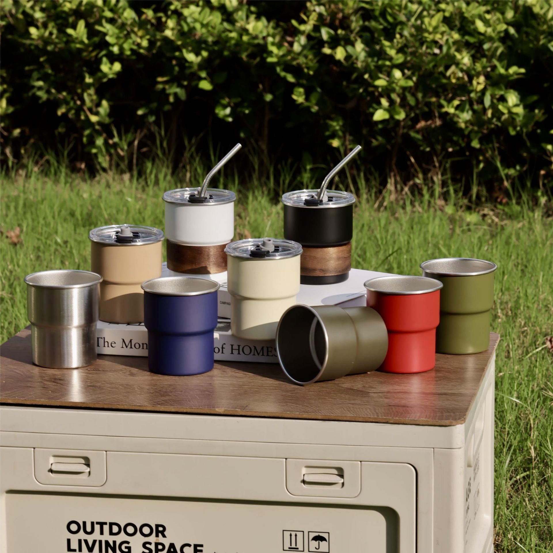 304 tazas de acero inoxidable taza de café con tapa taza de agua al por mayor personalizada estilo portátil al aire libre simple