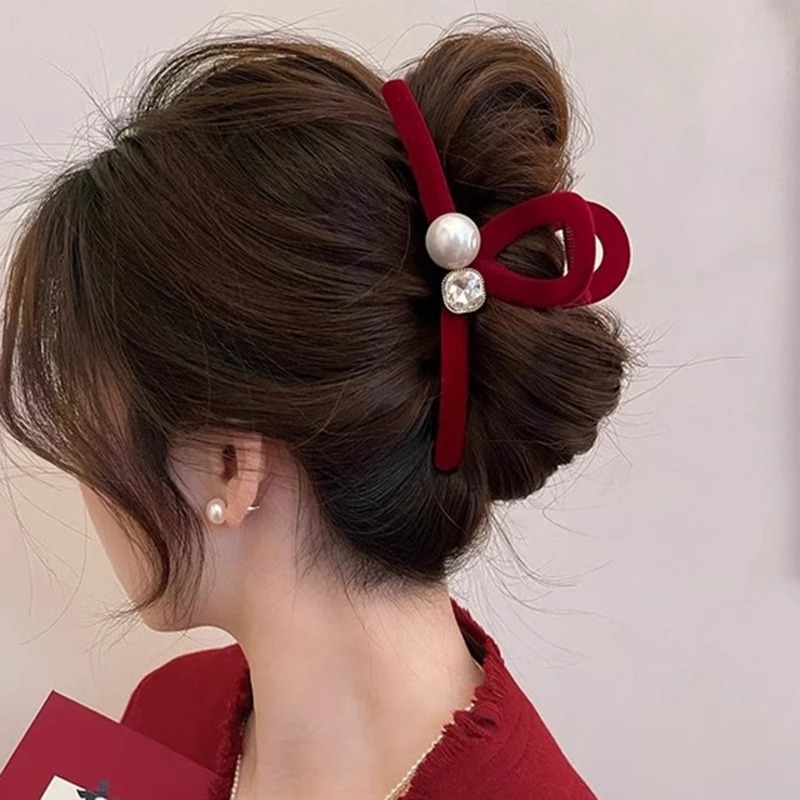 Anchor broche de agarre rojo broche de cabello de mujer temperamento de alta calidad broche de tiburón de tamaño grande después del otoño y el invierno broche de cabello de cabeza