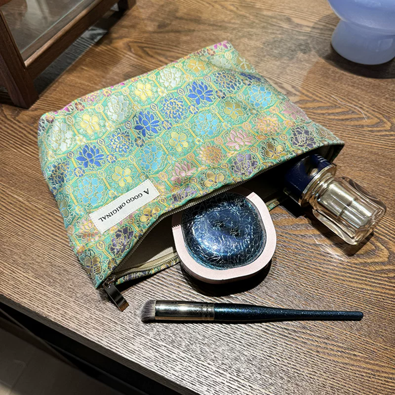 Handheld cosmetic bag, ethnic storage bag, small clutch bag, Chinese style, ethnic style, Birthday gift