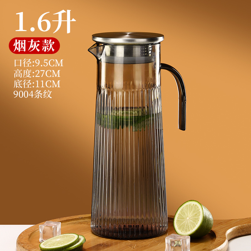 Jarra comercial de rayas de agua fría, restaurante de jarra de jugo de plástico acrílico, té, pc, jarra de limón para evitar caídas
