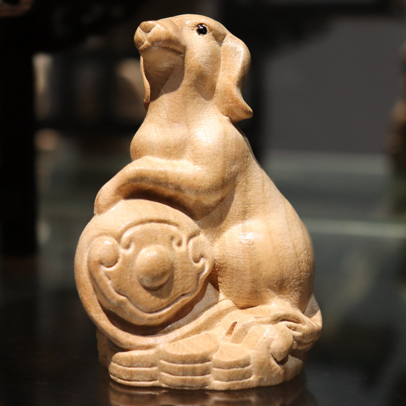 桃の木彫り十二支動物木彫り置物卸売木製手工芸品人気観光地工芸品|undefined