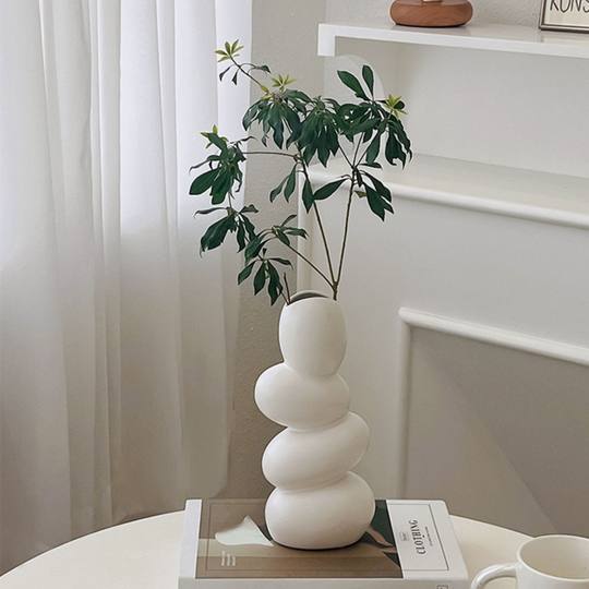 Creative ceramic vase ins style light luxury high-end special-shaped cobblestone home decoration living room flower arrangement hallway decoration