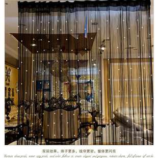 Crystal Bead Decorative Thread Curtain Encrypted Screen Entrance Curtain Living Room Partition Hanging Curtain No Punching Modern Bedroom Balcony