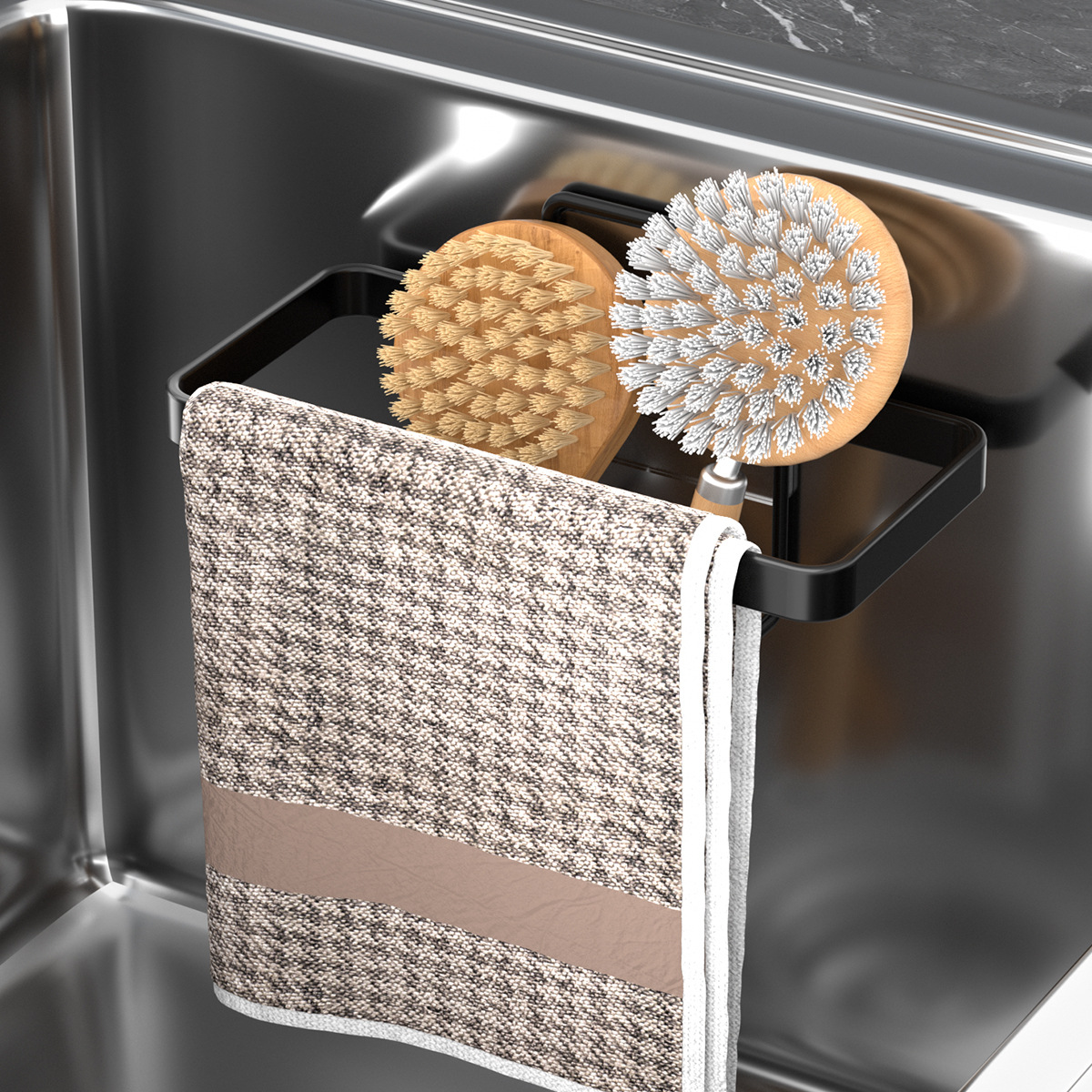 Transfronterizo sin perforación ranura de cocina estante de almacenamiento tipo pared esponja paño de drenaje rack de almacenamiento de tela limpia