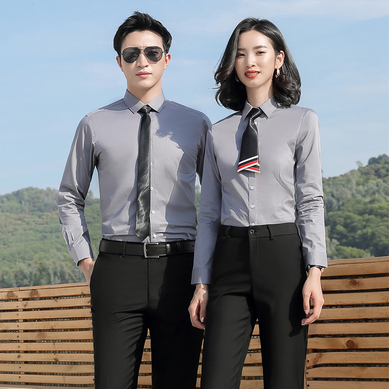 Business white long sleeve men's and women's shirt men's professional 4S shop mobile shirt men's work clothes manufacturers wholesale