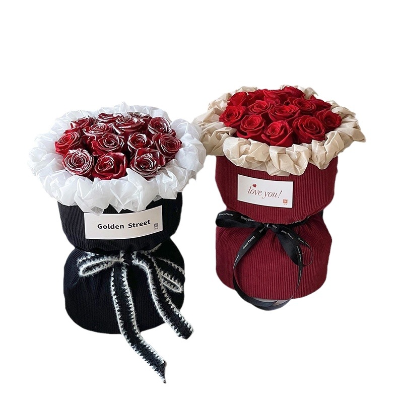 Nuevo estilo Chanel tela de terciopelo tela de pana a rayas flor tienda floral material flor ramo decorativo franela