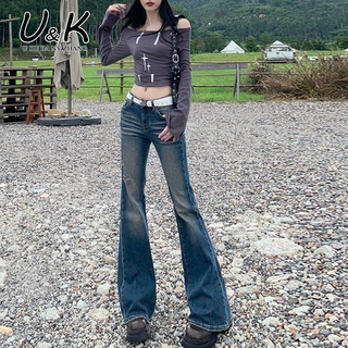 美式辣妹复古磨破低腰喇叭裤女2026秋季新款弹力显瘦拖地牛仔裤