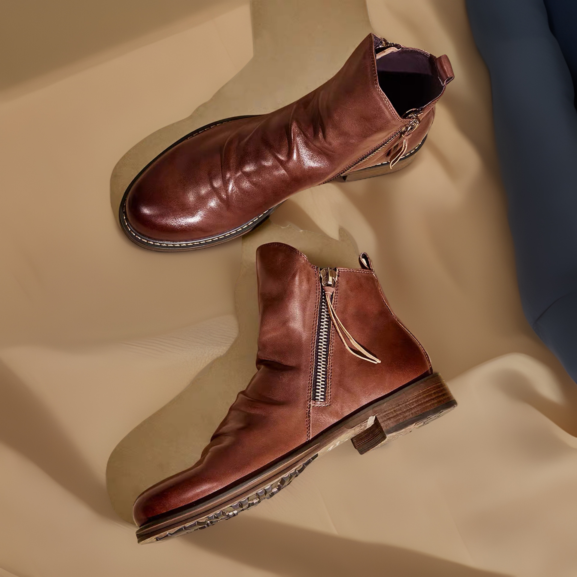 Férfi cipők Ősz és Tél Kétoldalas Cipzár Csúszásgátló Aljjal Férfi Csizmák Férfi Cipők Bojtos Csizmák Férfi Bőr Csizmák Nagy Méretben_voghion.com