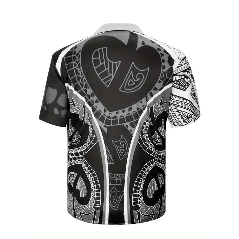 Venta caliente transfronteriza europea y americana retro 3D impresión digital para hombres malla suelta transpirable polo camisa POLO con cremallera