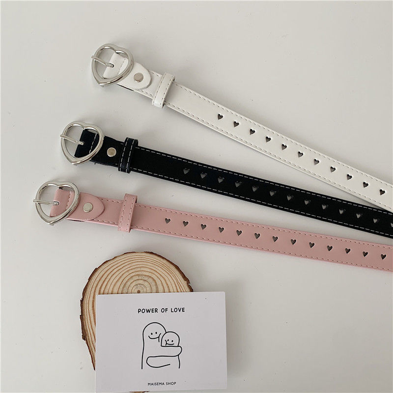 Hollow belt women's love buckle simple all-match fashion personality Internet celebrity same style jeans belt Women's ins style