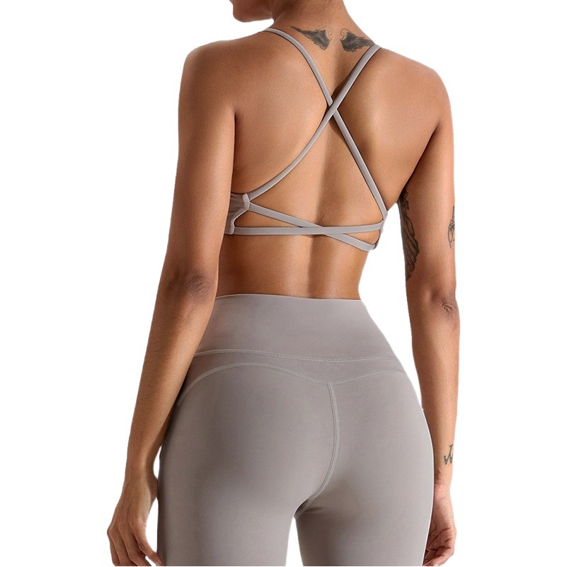 Nueva ropa de yoga transfronteriza Ropa interior de espalda cruzada de las mujeres Chaleco deportivo de yoga Ropa de entrenamiento para correr ajustada de secado rápido