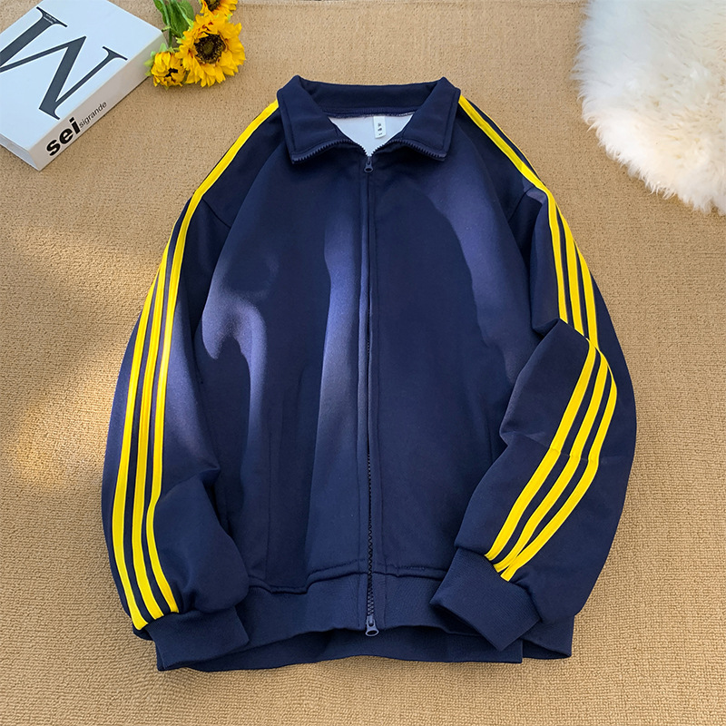 Primavera y otoño chaqueta de ropa deportiva para hombres y mujeres ocio tres barras chaqueta cardigan chaqueta de carrera al aire libre sudadera comercio exterior al por mayor transfronterizo