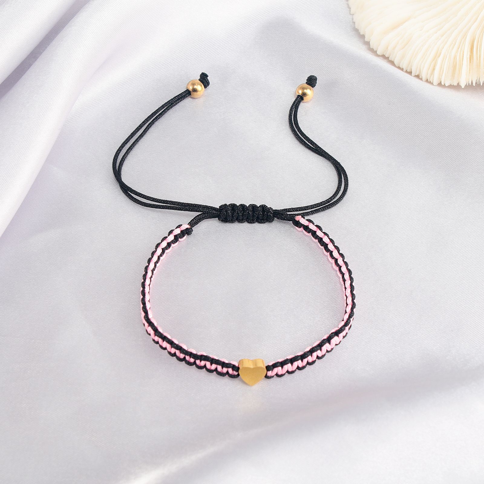 Daily Occasion Nylon Material 1 Piece Simple Style Heart Shape Stainless Steel Nylon Unisex Bracelets