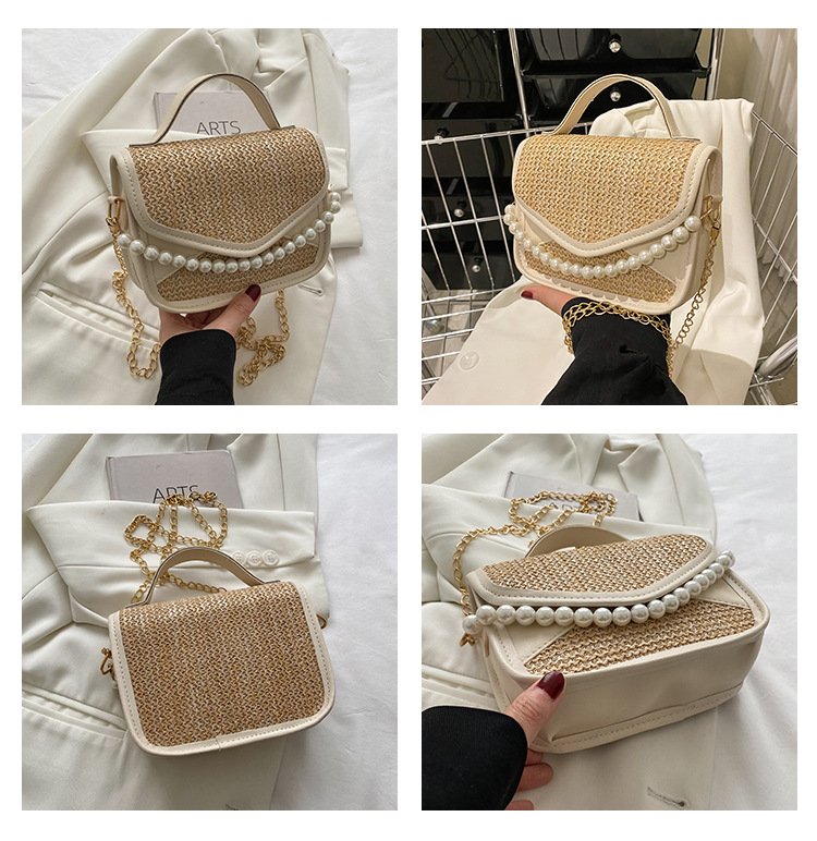 New Fashion Retro Pearl Hand Shoulder Underarm Crossbody Small Square Bag display picture 1