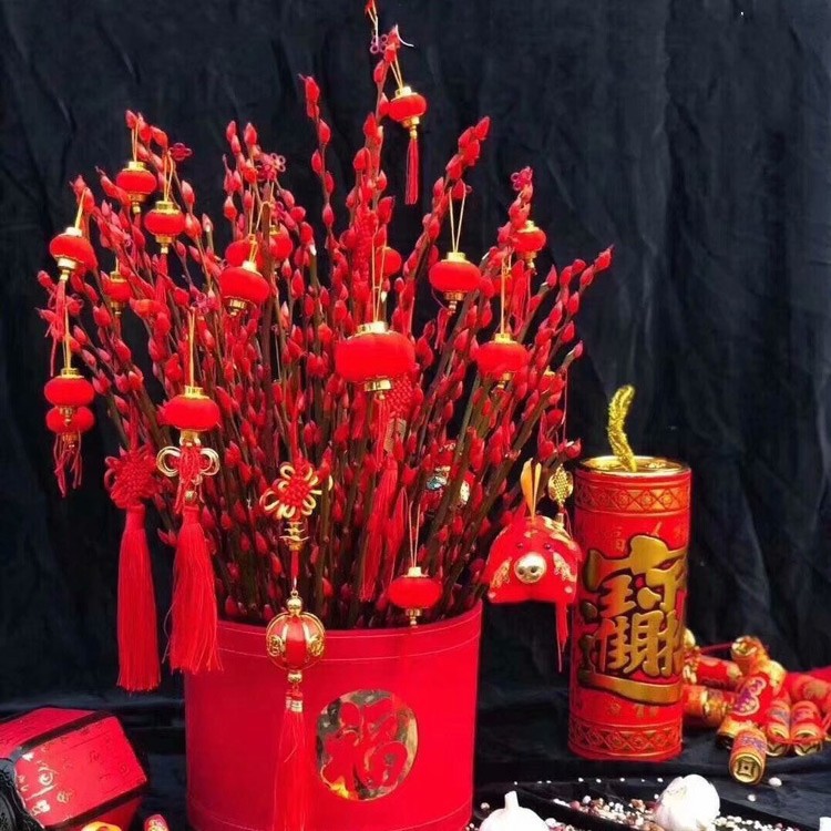 Cubo de bendición grande rojo Año Nuevo Cubo de abrazo festivo Sauce de plata arreglo floral cubo flor material de embalaje floristería Festival envoltura de flores