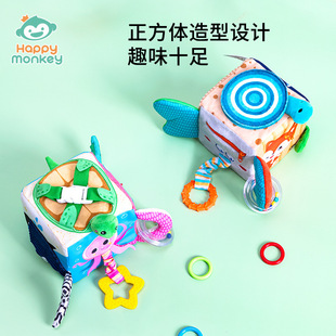 Baby early education six-sided three-dimensional dressing soft cloth building blocks baby grasping training rattle toy car hanging bed hanging toy