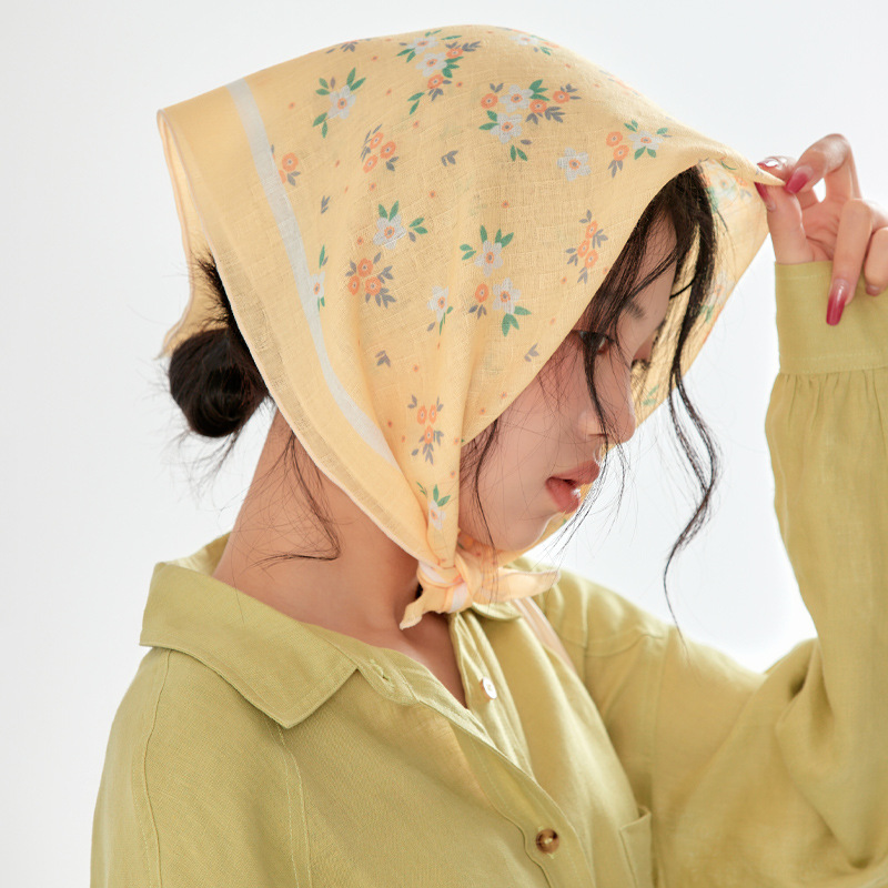 여성용 면 사각 스카프, 봄, 가을 다용도 장식 스카프, 복고풍의 상큼한 작은 스카프, 실크 스카프, 여름 패션, 다용도