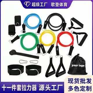 健身拉力器套装定制 11件套多功能力量训练 家用健身 小批量可订