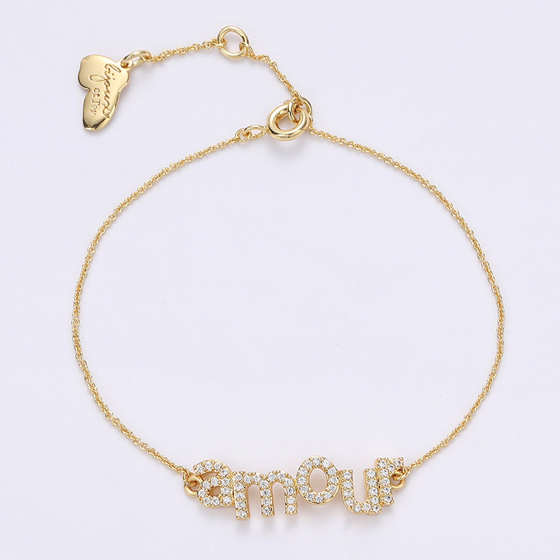 Original Design Letter Copper Plating Zircon Bracelets 1 Piece