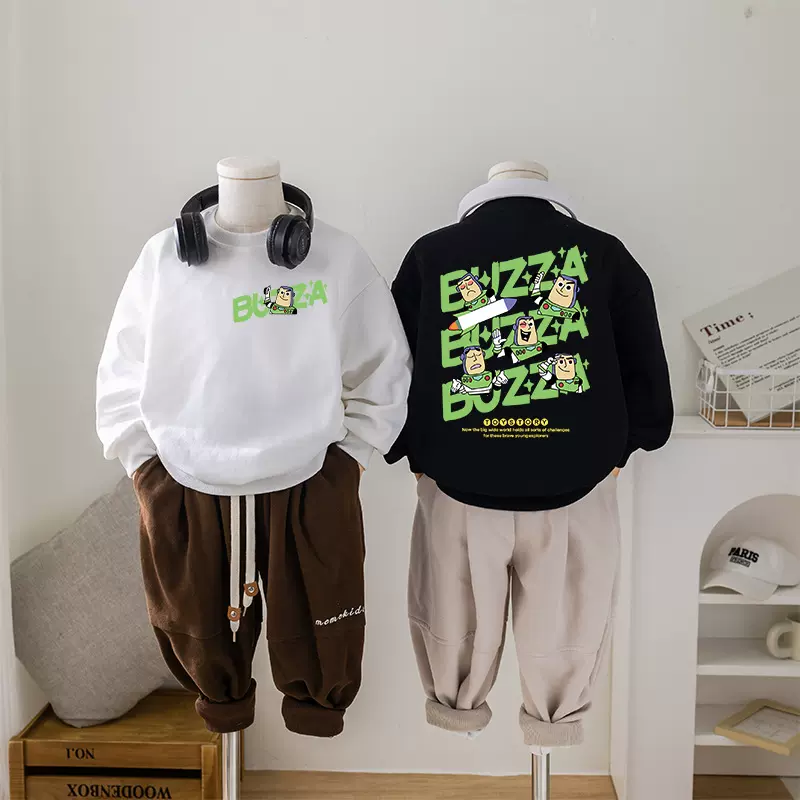 潮牌童装卫衣玩具总动员2025新款春秋装中大儿童巴斯光年上衣批发