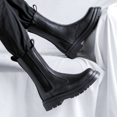 Men's Pipe Boot 2022 New Thick Mid-Calf Boots Spring and Autumn Thin Model Petite Men's Martin Boots 70181-R